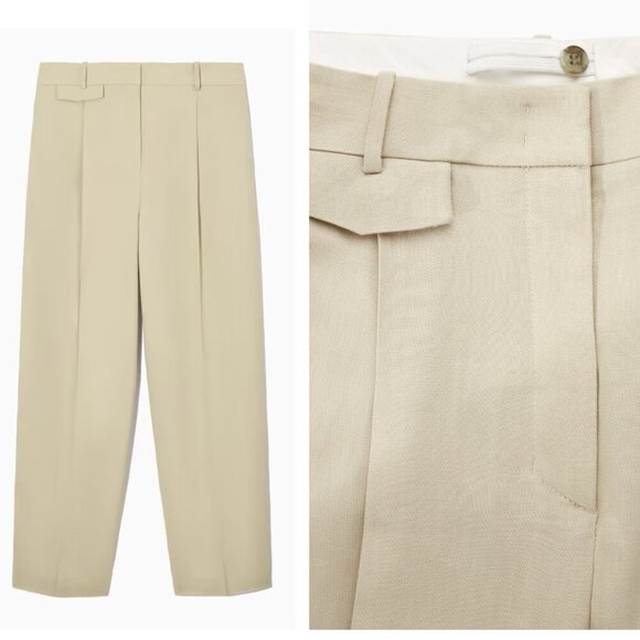 NEW COS | Relaxed Linen-Blend Wide-Leg Trousers in Beige - Picture 14 of 14